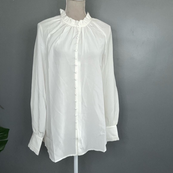 Catherine Malandrino Tops - Catherine Malandrino White Ruffled Blouse